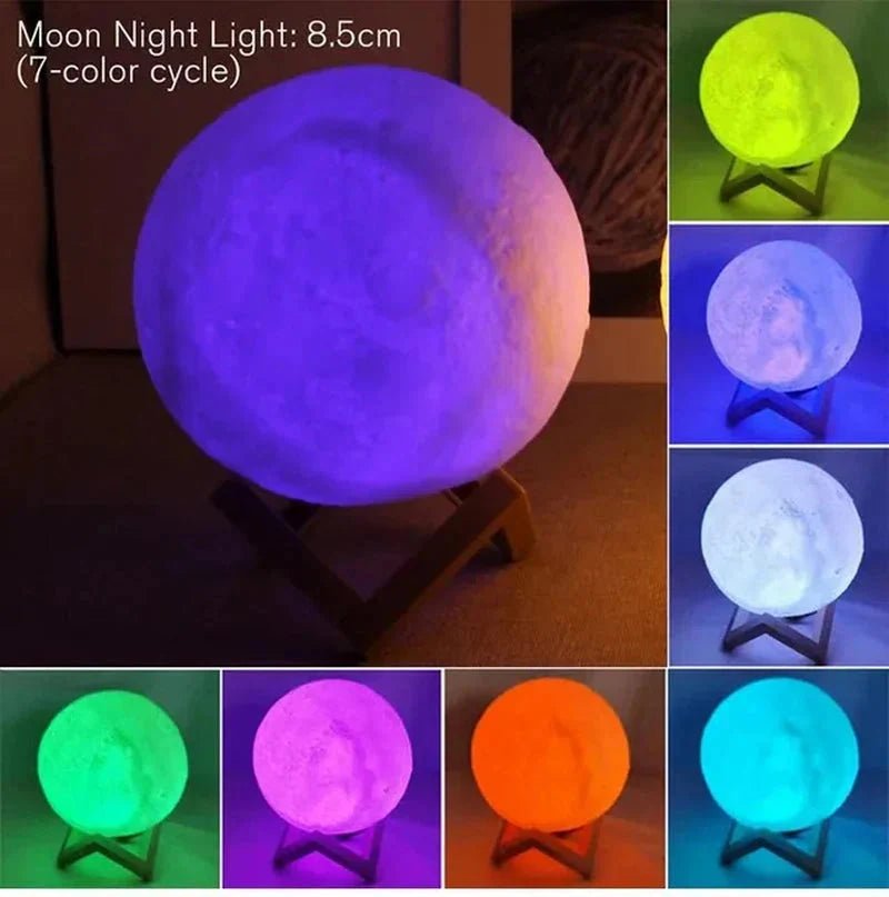D5 Starry Moon Lamp 8Cm - LED Night Light with Stand, Perfect for Bedroom Decor and Gifts - Globaluniversal