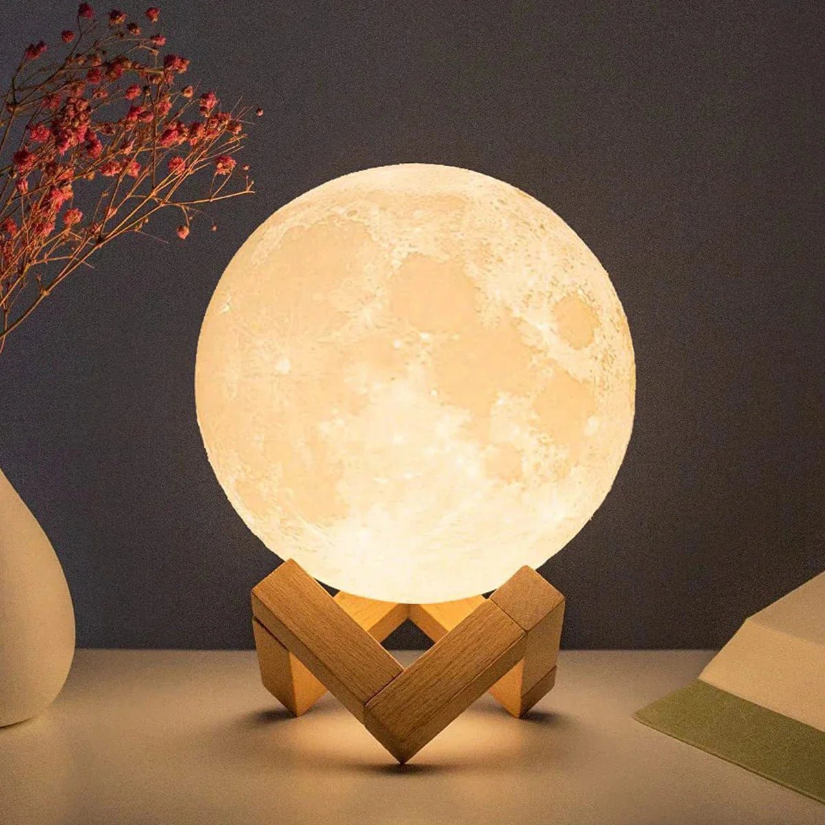 D5 Starry Moon Lamp 8Cm - LED Night Light with Stand, Perfect for Bedroom Decor and Gifts - Globaluniversal