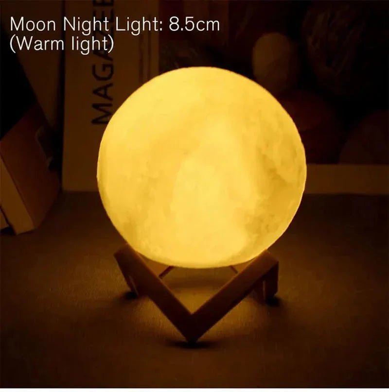 D5 Starry Moon Lamp 8Cm - LED Night Light with Stand, Perfect for Bedroom Decor and Gifts - Globaluniversal