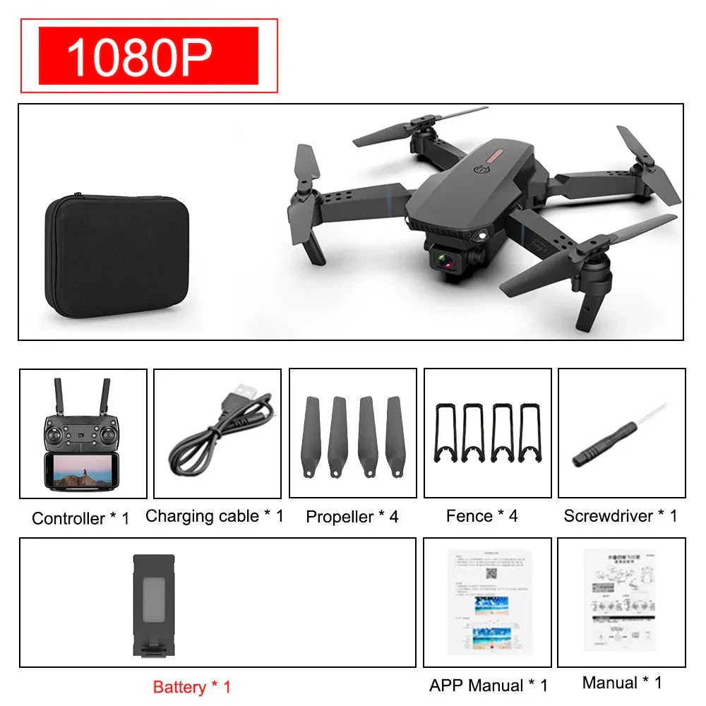 E88 Pro Foldable Quadcopter Drone - WIFI FPV, HD 4K Camera, Altitude Hold - Globaluniversal