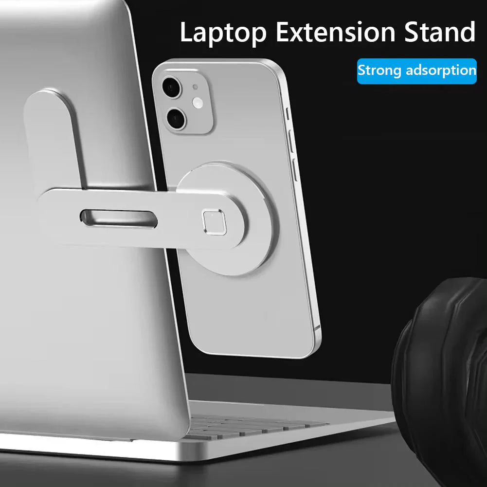 Metal Expansion Phone Stand for Laptop and Tesla Vehicles - Magnetic Folding Phone Holder with 15W Fast Charger - Globaluniversal