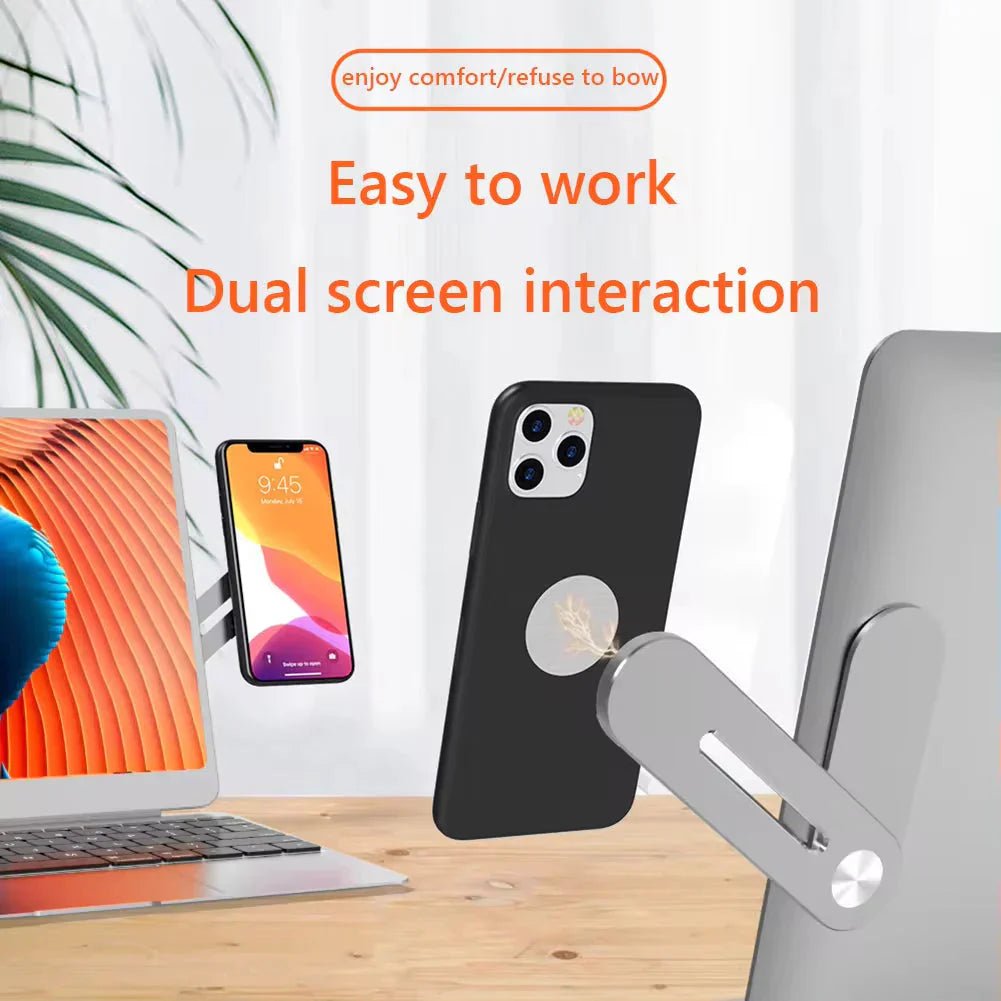 Metal Expansion Phone Stand for Laptop and Tesla Vehicles - Magnetic Folding Phone Holder with 15W Fast Charger - Globaluniversal