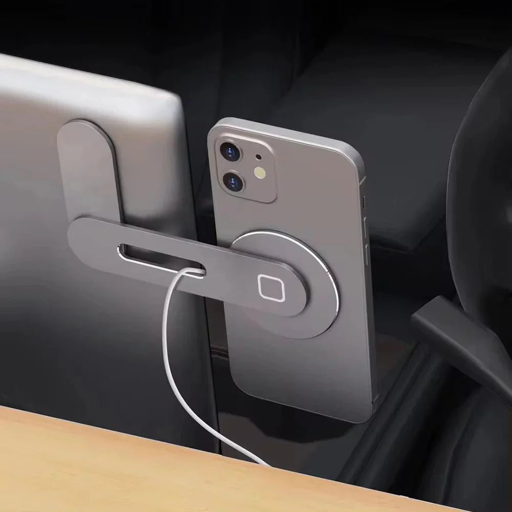 Metal Expansion Phone Stand for Laptop and Tesla Vehicles - Magnetic Folding Phone Holder with 15W Fast Charger - Globaluniversal